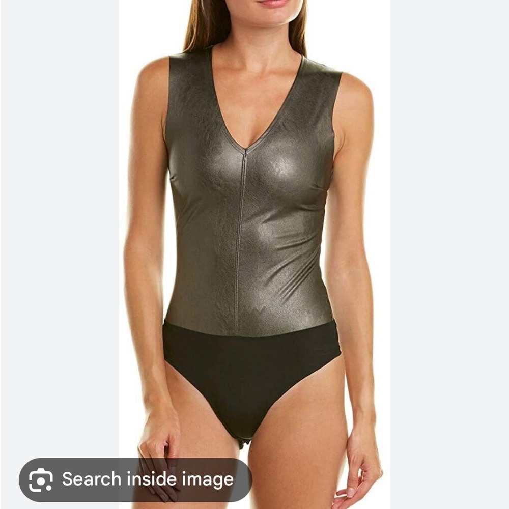 Commando Gunmetal Faux Leather Bodysuit.